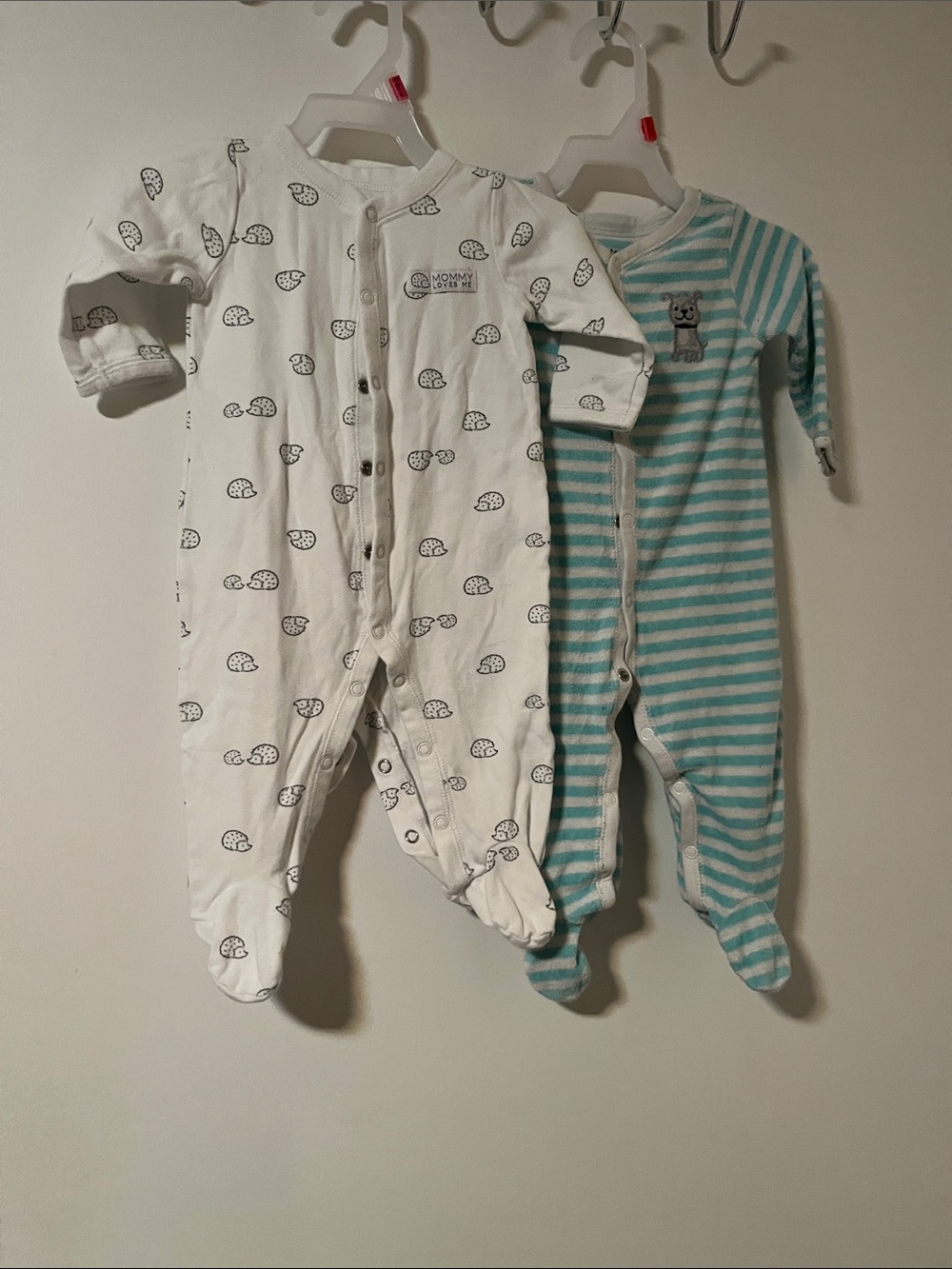 White Printed Baby One-Piece Footed Sleeper - Unbranded